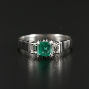 *SOLD* Exquisite Natural Emerald, Diamonds, and Platinum